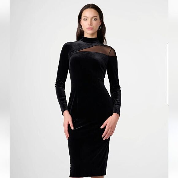 VELVET AND MESH CUT OUT MIDI DRESS size 0new with tags - Picture 5 of 10